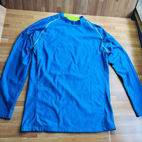 Hind running shirt mock turtle neck XL blue mens long sleeve - Picture 1 of 9